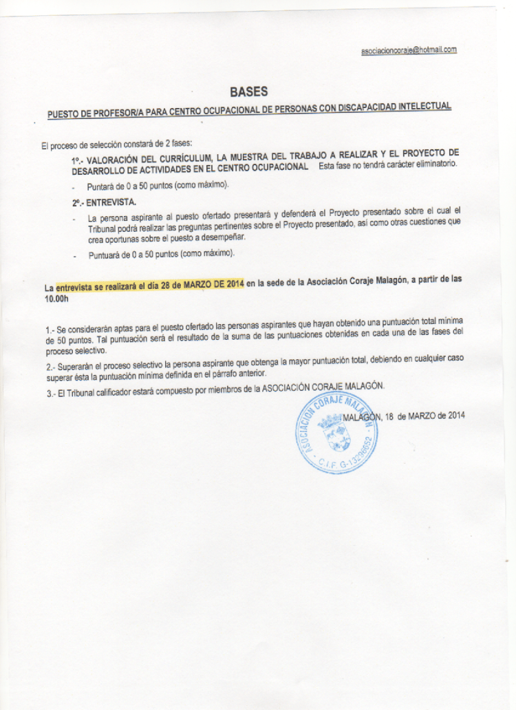 CONVOCATORIA DE EMPLEO